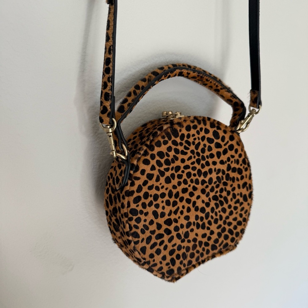 Anthropologie Leopard Calfskin Round Bag